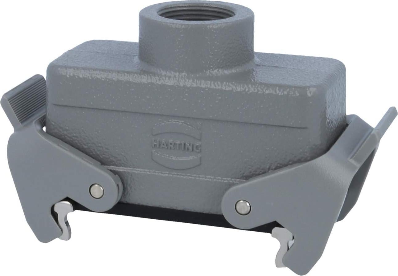 Harting Han 16B Koppelingsbehuizing Laag Model met 1x M25 Rechte Kabeluitgang en 2 Dwarsbalken