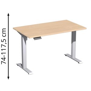 Geramöbel Schreibtisch Elevate Home, buche / silber, elektrisch höhenverstellbar, 120 x 74-117,5 x 70 cm