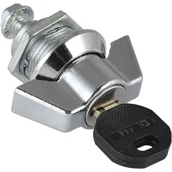 Emka, Türschloss + Schliesszylinder, Knebel-Vorreiber gleichsperrend Sperre EK 444, Zinkdruckguss verchromt