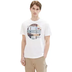 Tom Tailor Herren T-Shirt PHOTOPRINT - Regular Fit - White 20000 - L