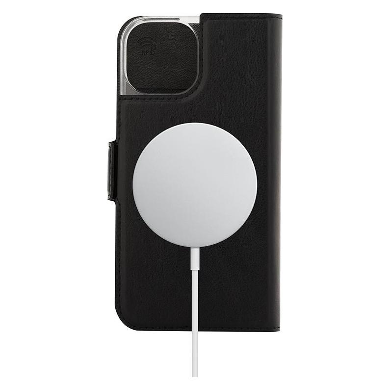 Wave BookCase -suojakotelo, MagSafe-yhteensopiva, iPhone 15, musta (Apple iPhone 15) (WAVE-MSBC-AP-IP15-BK)