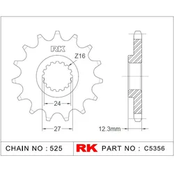 RK Antriebsritzel C5356 16 Zähne