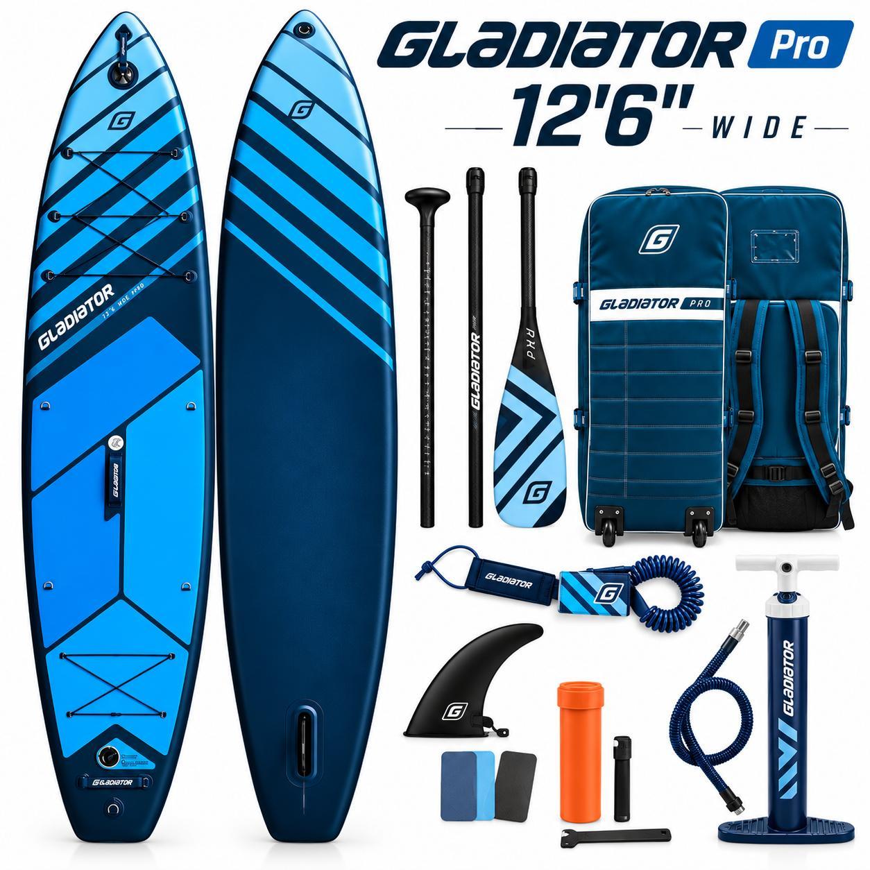 Gladiator PRO 12'6 WIDE SUP Board 240kg Double Layer Stand Up Paddle Touring iSUP