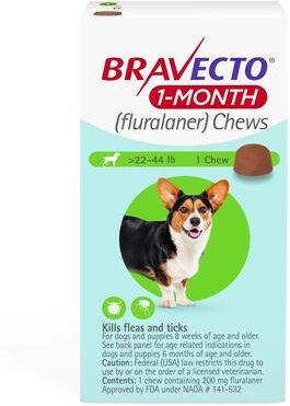 Heartgard Plus Bravecto 1-Month Chew For Medium Dogs 22 To 44lbs (Green) 1 Chew