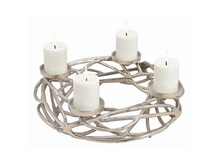 Adventkranz, Silberfarben, Metall, 40x12x40 cm, Dekoration, Weihnachtsdekoration, Adventskränze