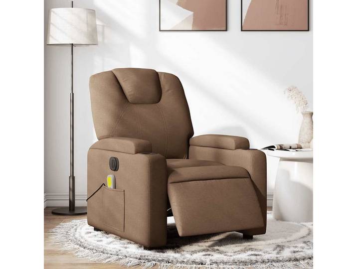 vidaXL Massagesessel, Massagesessel Elektrisch Braun Stoff