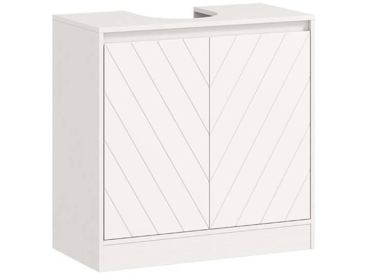 LIA Meuble salle de bain sous Lavabo - meuble sous-vasque - placard 2 portes avec étagère blanc