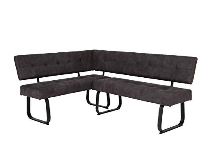 Hela Tische, Eckbank Sitzbank mit Rückenlehne Luise, Mikrofaser Anthrazit, Metal-Kufengestell Anthrazit, Komfortsitz Federkorb, 152x202x92cm