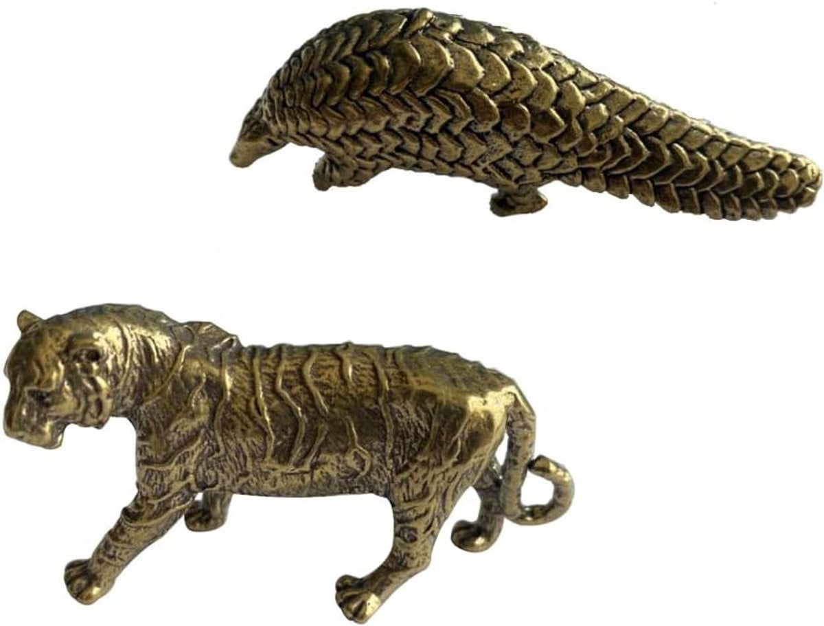 Handgemaakt Messing Tijger Schubdier Ornament - Brons - Bureau Decoratie
