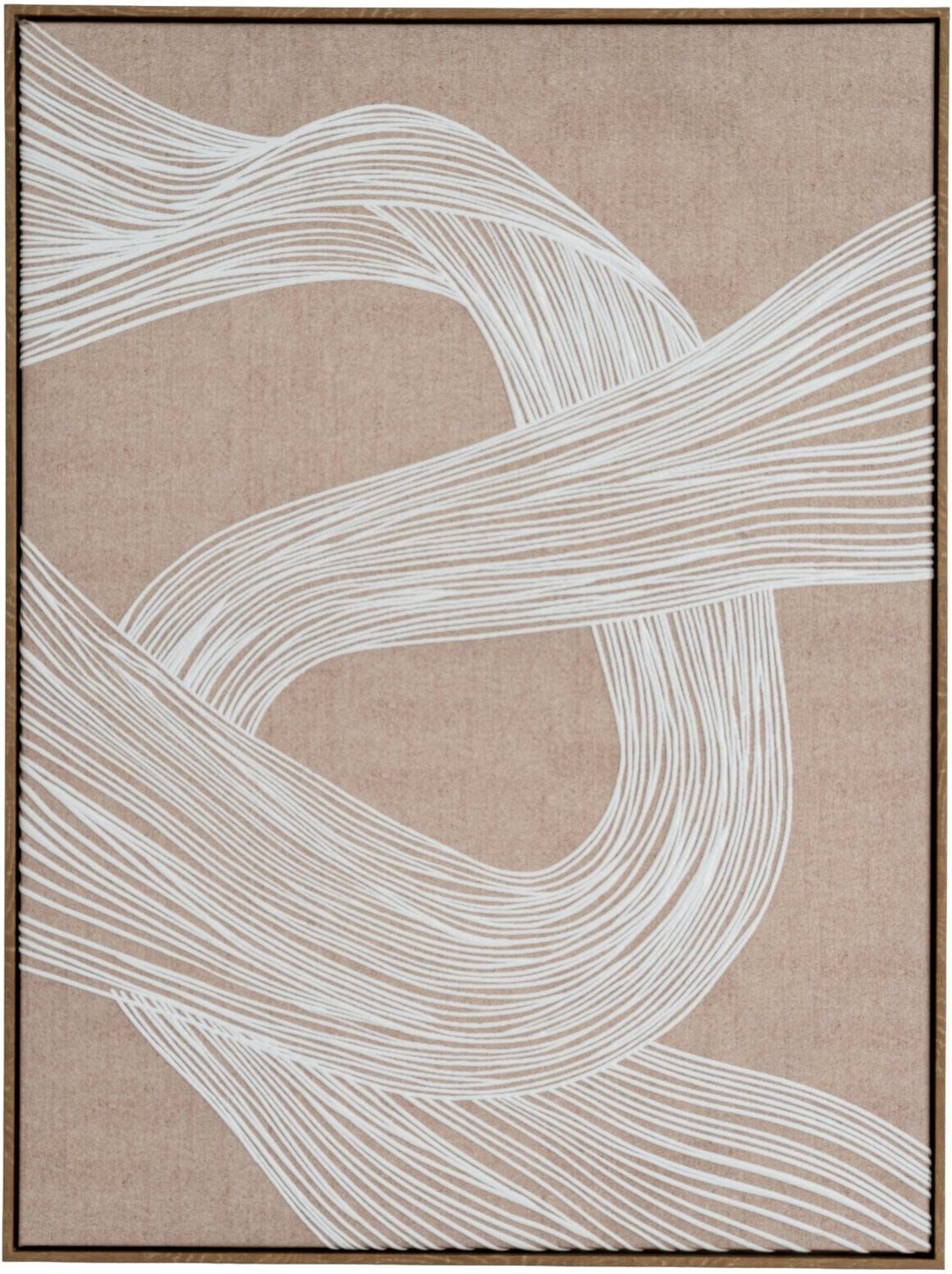 Clay Neutral Abstract Line Art Framed Canvas Wall Art- I