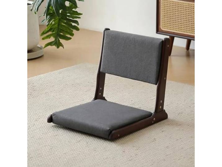 XIEHEMAO Bodenstuhl Tragbarer Japanischer Beinloser Stuhl Holz Faules Sofa Kappbarer Tatami-stuhl mit Ruckenlehne, Bequemer, bodenstehender Stuhl ohne Beine Fur Lesen, Spielen(Gray)