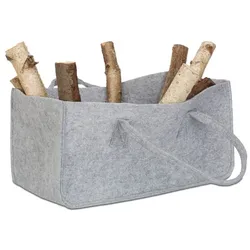 Relaxdays 2x Kaminholztasche aus Filz, grau Grau