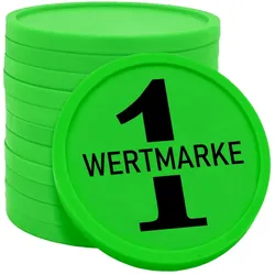 CombiCraft Kunststoff Wertmarken Chips 1 Wertmarke in Grün- 100 Stück - Ø29 mm