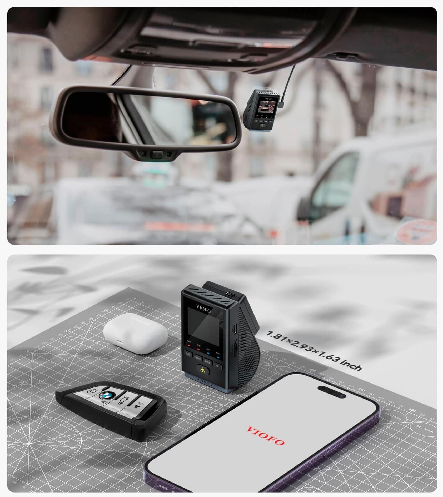Dashcam "Viofo A119 Mini 2", grau (schwarz), Camcorder, Dashcam schwarz Einheitsgröße