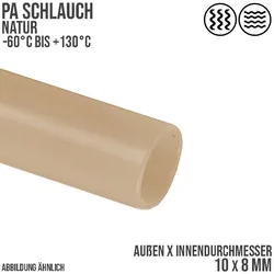 10 x 8 mm Polyamid PA Pneumatik Schlauch natur - PN 15 bar
