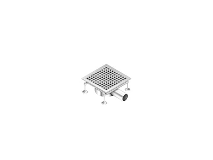 GGM Gastro Bodenablauf 300x300mm seitlicher Ablauf 70mm Hygienisch, rutschfeste Oberfläche, einfache Reinigung durch herausnehmbares Sieb, für den Dauereinsatz, standfest