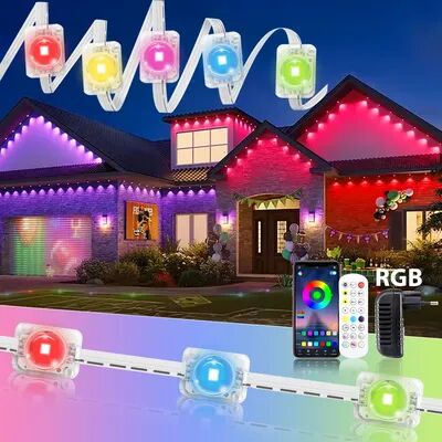 Combo Retail Shop Smart RGB Eave Lights, LED String Lights For Outdoor, App & Remote Controlled, Permanent DIY Christmas, New Year, rgb 15m
