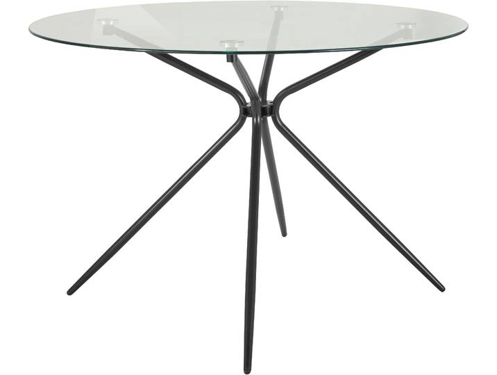 Glastisch GOODPRODUCT Silvi , schwarz (glas, schwarz), B:110cm H:74cm T:110cm, Tische, Glastisch, rund, Ø 110 cm, schwarzes Metallgestell