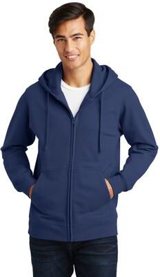 Port & Company PC850ZH Fan Favorite Fleece Full-Zip Hooded Sweatshirt in Team Navy Blue size Large   Cotton/Polyester Blend