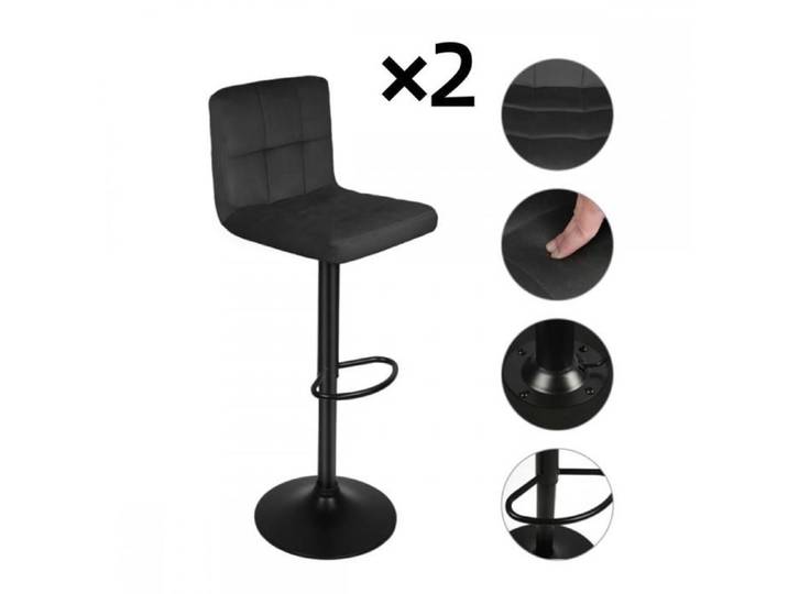 Lot de 2 tabourets de bar réglables en hauteur-MENGDA- Chaises de salle à manger-pour bars restaurants îlots de cuisine-Noir