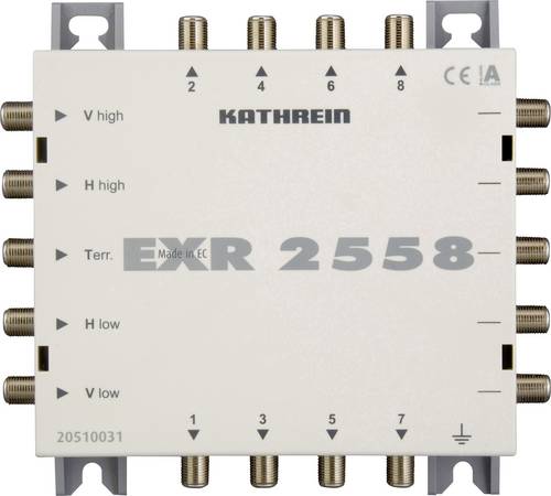 Kathrein EXR 2558 SAT Multischalter Kaskade Eingänge (Multischalter): 5 (4 SAT/1 terrestrisch) Teilnehmer-Anzahl: 8