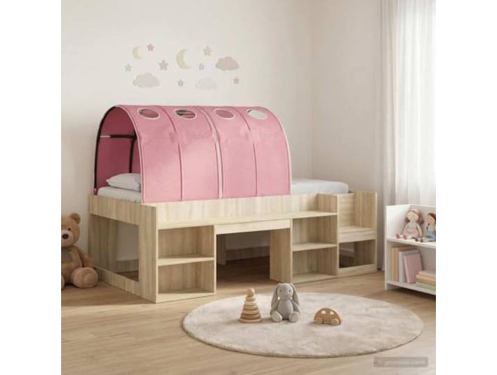 RJPLMFV Bett mit 3 Stck. Sonoma und Rosenholz Fester Lattenrahmen, Regale, modernes Design, einfache Montage