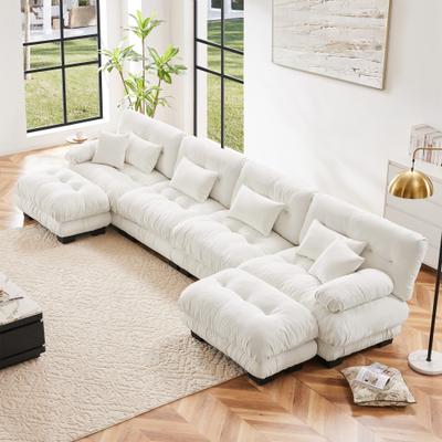 4-Seater U-Shaped Free Combination Modular Sofa with 2 Ottomans