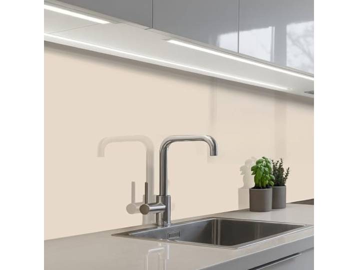 KitchenYeah© Küchenrückwand Selbstklebende Kitchen Wall Protector Küchen 60x400 cm - Rückenwand Küchenfronten Küchenrückwände Küche Wand Beige - Einfarbig