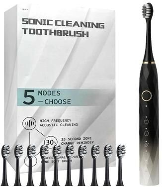 Uplifted Finds Rotary Electric Toothbrush System   Waterproof Rechargeable Cleaning Suite   Executive 10 Head Dental Sanctuary black