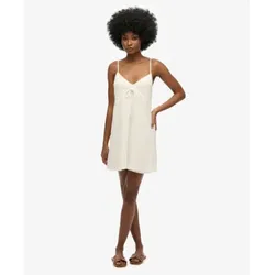 Superdry für Damen. W8011958A Mino Textura Kleid off-white off-white (S), Weiß, Lässig, Baumwolle, Ärmellos / Hosenträger
