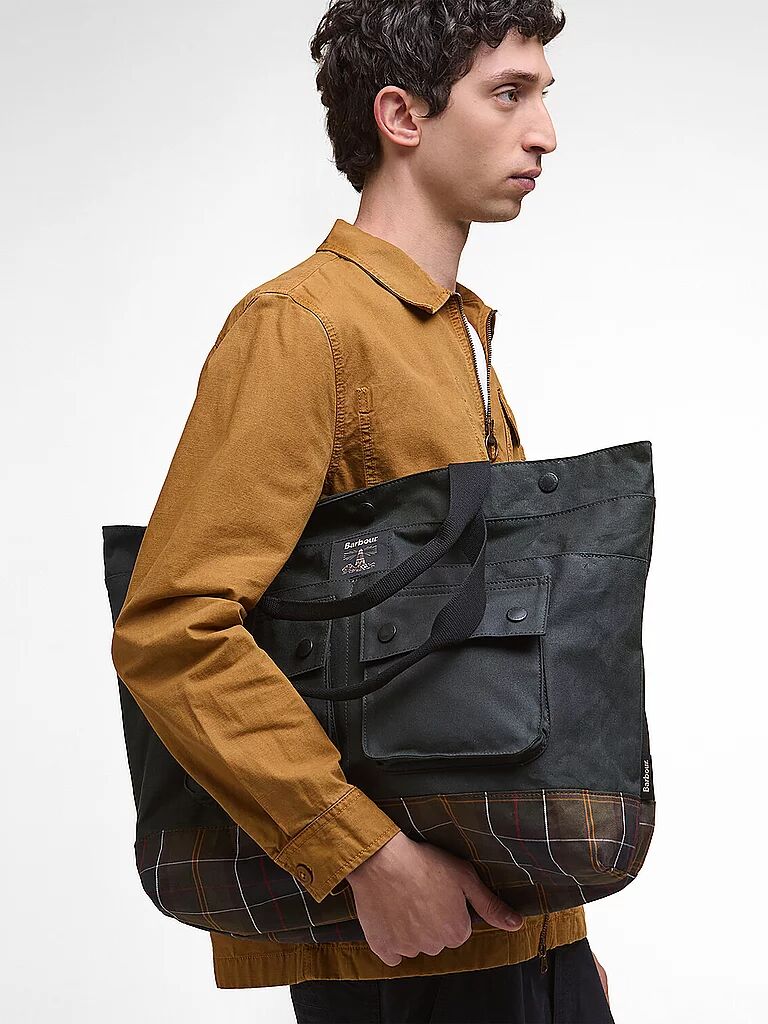 BARBOUR Tasche - Tote Bag FIELD WAX dunkelgrün M