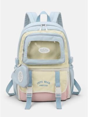 LightInthebox Women's Macaron Color Polyester Backpack, Large Capacity School Bag with Adjustable Straps for Middle School Girls, Back to School, Travel, Outdoor Sports