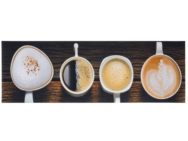 Küchenläufer Kaffeetassen, mit rutschhemmender Rückseite, Braun