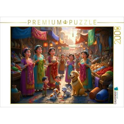 CALVENDO Puzzle Bunte Stoffe und Neuigkeiten - Szene auf dem orientalischen Markt | 2000 Teile Lege-Größe 90x67cm Foto-Puzzle für glückliche Stunden