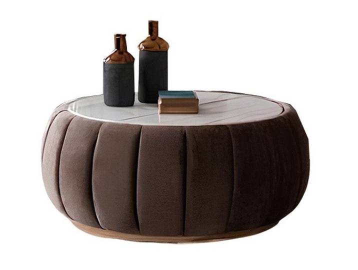 JVmoebel Couchtisch Runder Polster-Couchtisch mit gepolsterter Tischplatte in Grau (Couchtisch, Couchtisch), Made in Europa