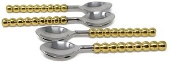 Vivience Gold Beaded Dessert Spoons/Forks, Set of 4