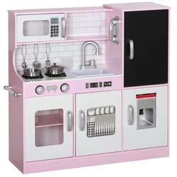KINDERKÜCHE Spielküche mit Spielzeug Telefon, Kreidetafel, Mikrowelle, Herd Rosa