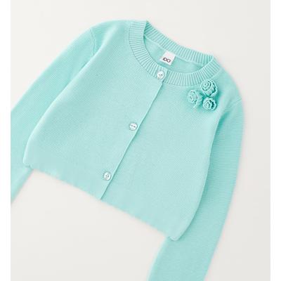 Cardigan IDO "BABY GIRL KNITWEAR", Mädchen, Gr. 92, blau (aquamarine), 100% Baumwolle, Strickjacken
