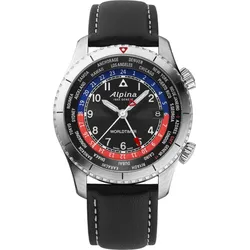 Alpina Startimer Collection Pilot Quartz Worldtimer AL-255BRB4S26 - schwarz / Absetzungen rot-blau,schwarz mit hellen Ziernähten - 41mm