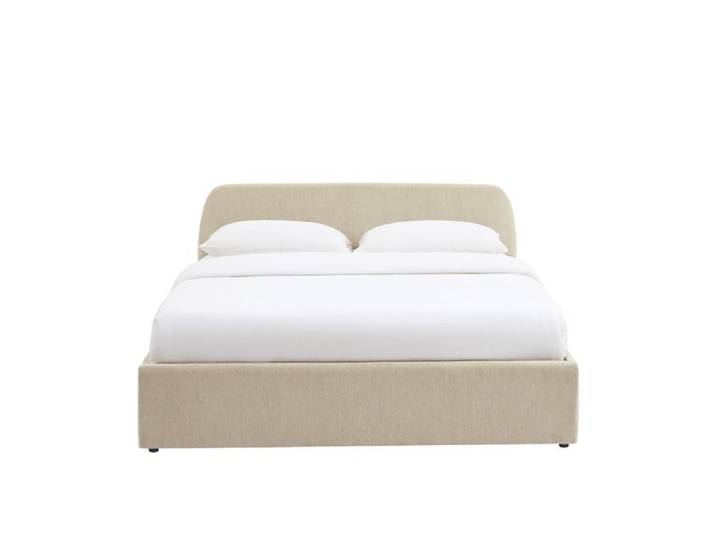 Lit coffre GELA tissu chenille beige 160x200 sommier inclus