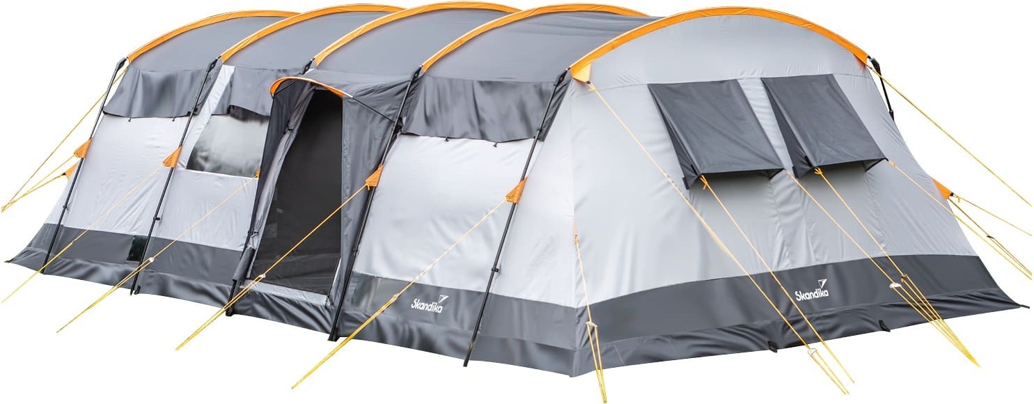 Skandika Familienzelt Hurricane für 12 Personen | Camping Zelt mit eingenähtem Zeltboden, Sleeper Technology, 2 Schlafkabinen, 5000 mm Wassersäule