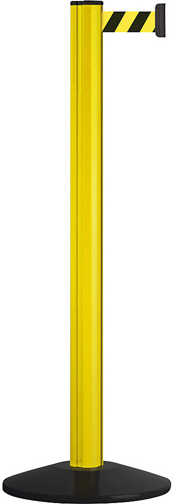 kaiserkraft Gurtpfosten, Aluminium, mit einem Gurtband, Auszug 3700 mm, Pfostenfarbe gelb