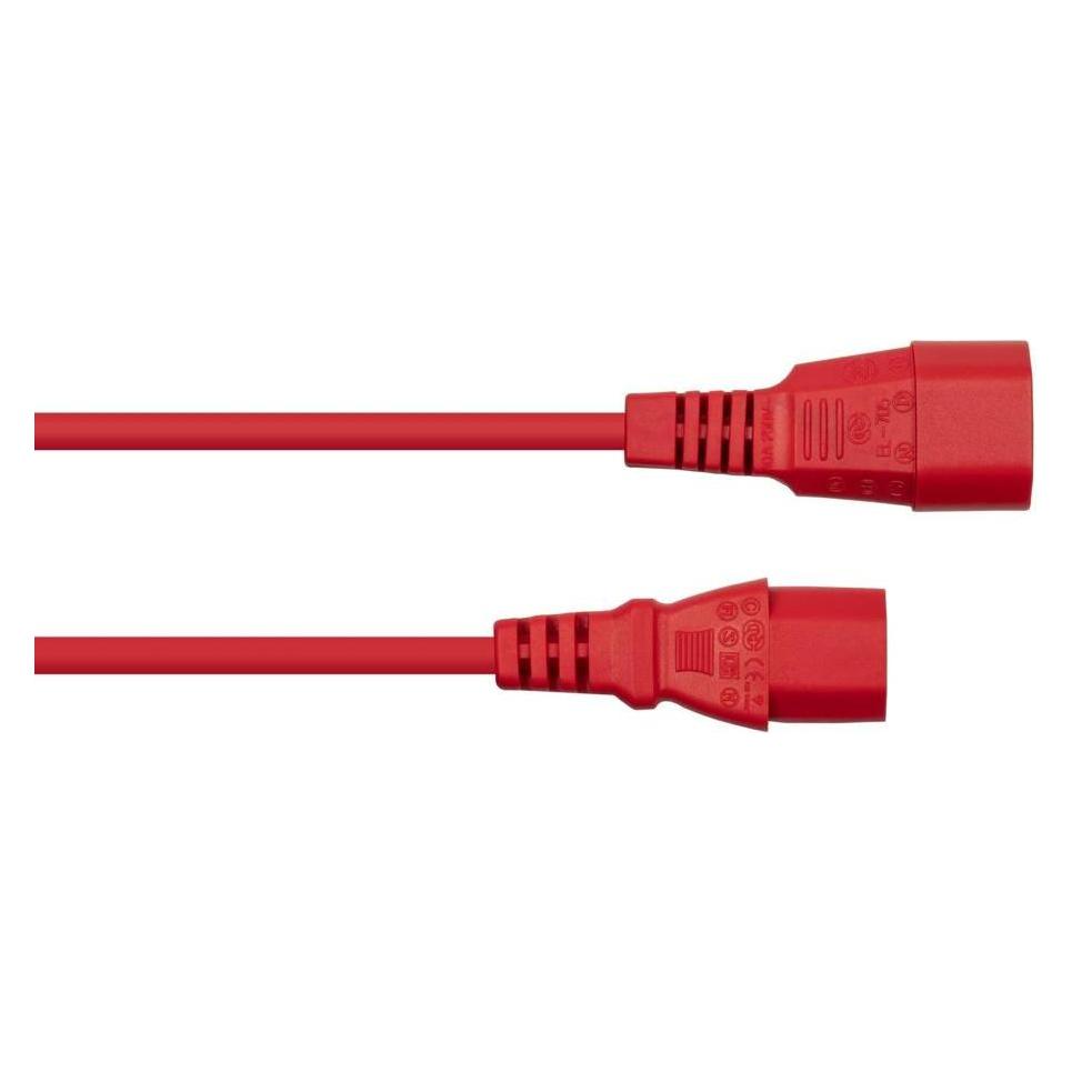 Kabelmeister Kaltgeräteverlängerung C14 an C14 rot 3m (3 m, CEE 7/7) (SK1430-R030)