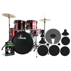XDrum Rookie 22" Fusion Schlagzeug Ruby Red plus Dämpferset