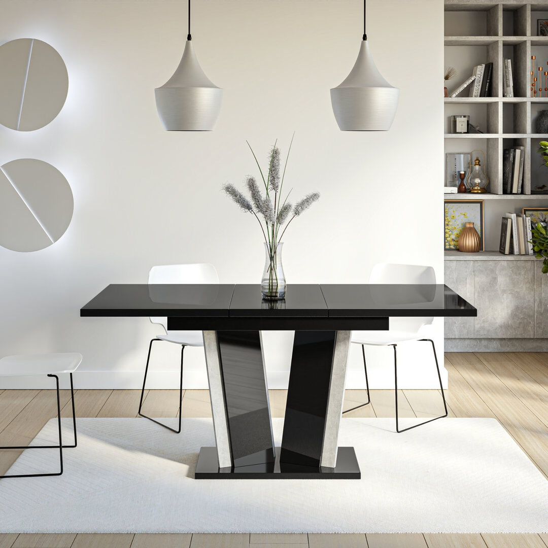 Prospero Extentable Dining Table Doha Black Gloss Stone