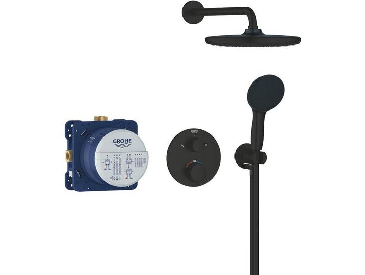 GROHE QuickFix Precision inbouw douchesysteem - Rond opbouwdeel - Matte Black