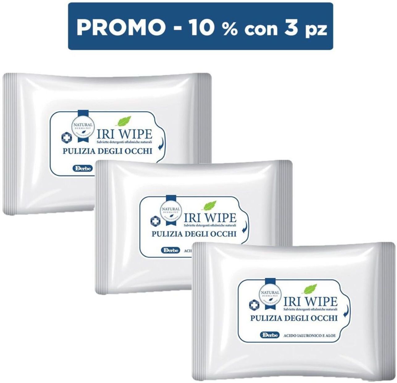 Derbe PROMO x 3 pz Natural Derma Pet by Salviette Iriwipe Occhi per Cani e Gatti