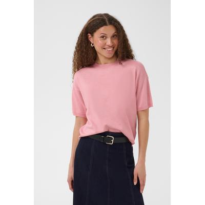 Strickpullover SAINT TROPEZ "MilaSZ Boxy SS Pullover", Damen, Gr. M, rosa (cameo pink melange), Strick, Obermaterial: 70% Viskose, 30% Polyester, meliert, oversize normal, Rundhals, Pullover Strickpullover, Viskosemischung, Oversize fit