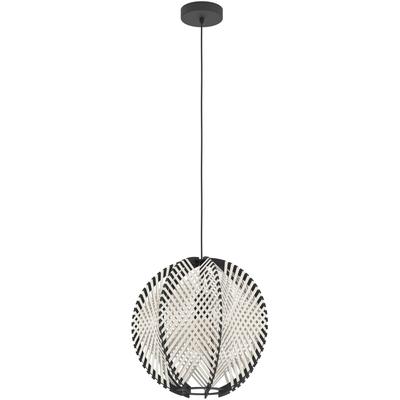 EGLO Hängeleuchte "Waverton Hängelampe, Esszimmerlampe, Metall, Holz, Textil in Weiß, E27", schwarz-weiß (schwarz), 1, Ø 40cm H: 110cm, 1 Stk., Leuchten, Hängeleuchte - H110 x Ø40 cm - schwarz - 1X40W exkl., Hängeleuchte