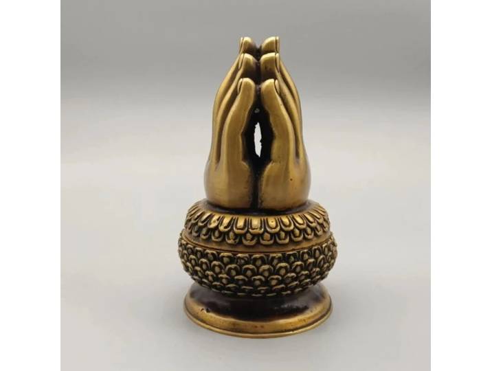 Statue de Bouddha en laiton chinois, artisanat de Eva d'encens à la main